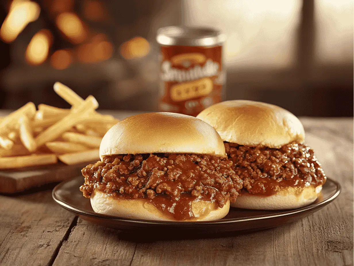 Sloppy joe sandwiches with fries on a plate.